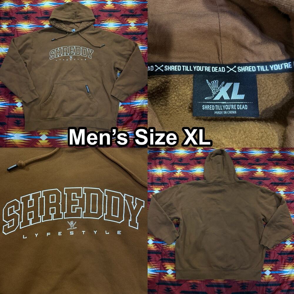 Shreddy Lifestyle Brown Pullover Hoodie Sweater Men’s Size XL